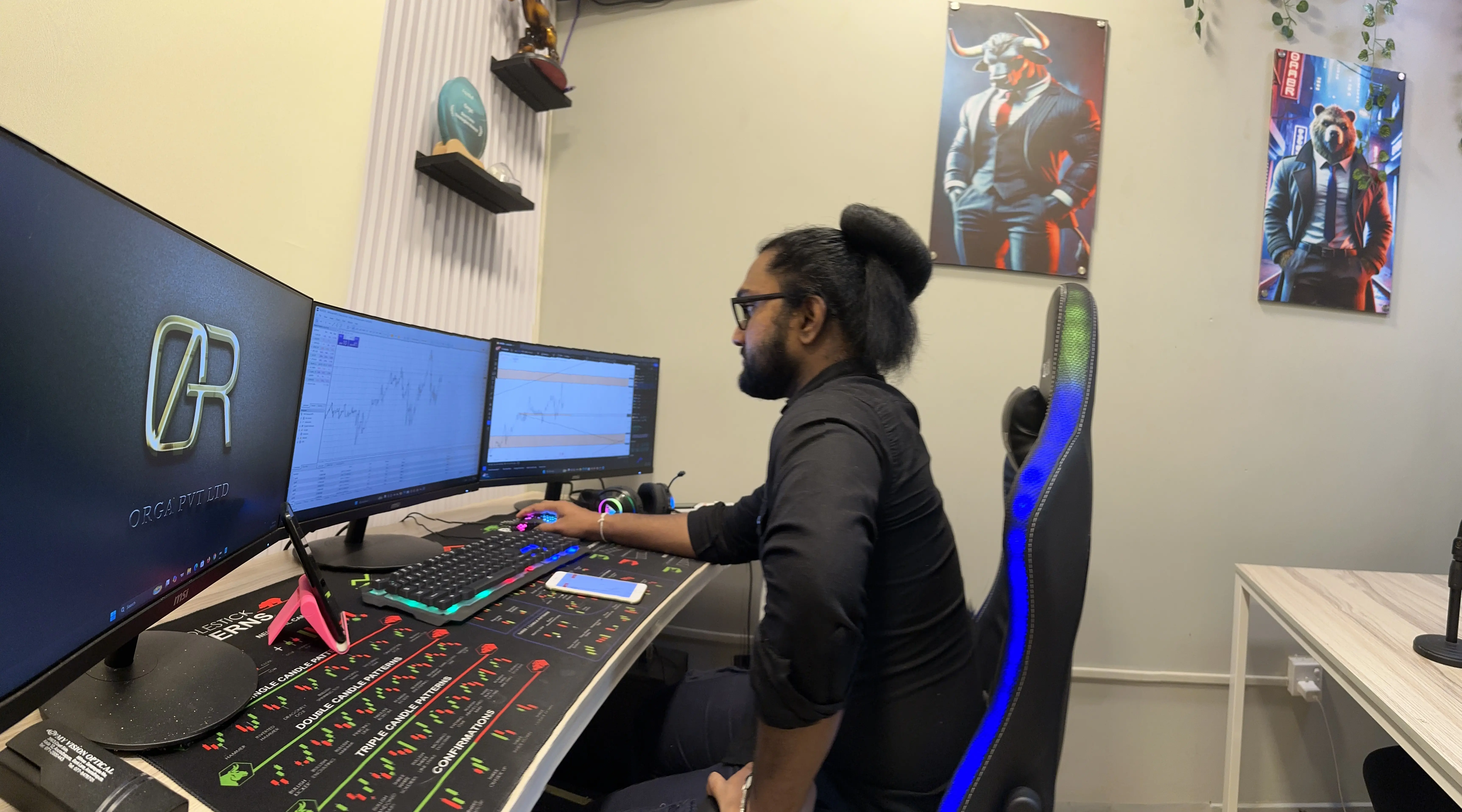 FX Orga traders analyzing forex market trends in their dedicated trading office
